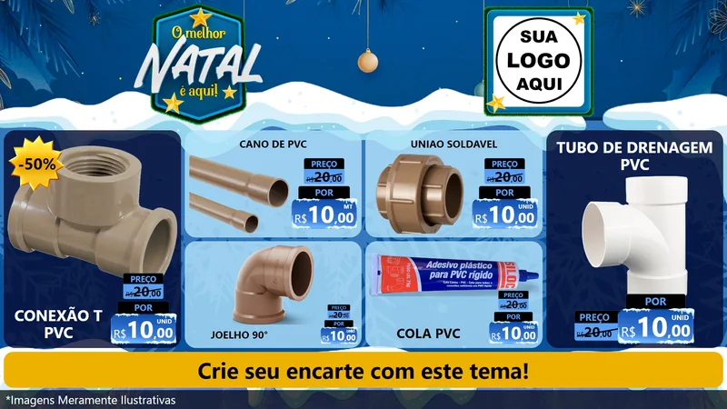 Modelo de TV para TV Horizontal com o tema O Melhor Natal É Aqui! para Tubos e conexões