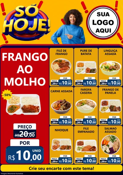 Modelo de Encarte para Encarte A4 Vertical com o tema Só Hoje! para Restaurante
