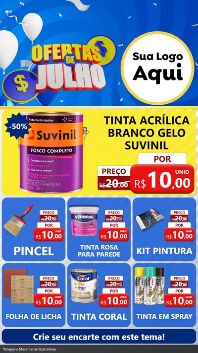 Modelo de Rede Social para Stories com o tema Ofertas de Julho para Tintas e Ferramentas