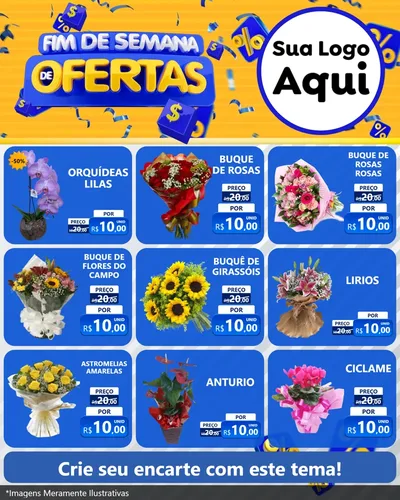 Modelo de Rede Social para Feed Instagram com o tema Fim de Semana de Ofertas para Floricultura e jardim