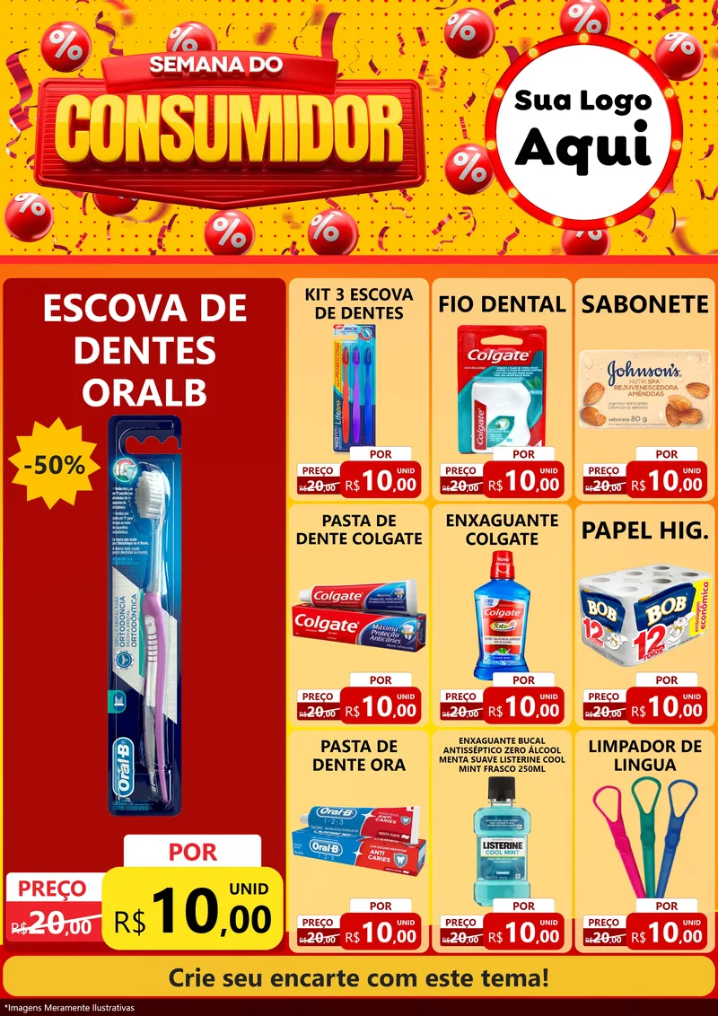 Modelo de Encarte para Encarte A4 Vertical com o tema Semana do Consumidor para Higiene Pessoal