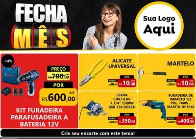 Modelo de Encarte para Encarte A4 Horizontal com o tema Fecha Mês para Maquinas e Ferramentas