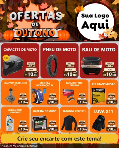 Modelo de Rede Social para Feed Instagram com o tema Ofertas de Outono para Moto peças