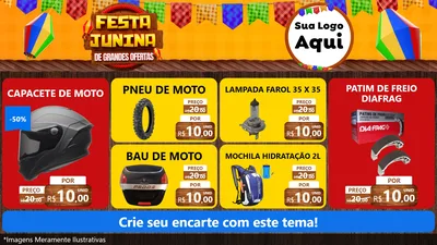 Modelo de TV para TV Horizontal com o tema Festa Junina de Grandes Ofertas para Moto peças