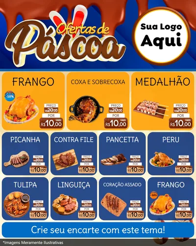 Modelo de Rede Social para Feed Instagram com o tema Ofertas de Páscoa para Assados