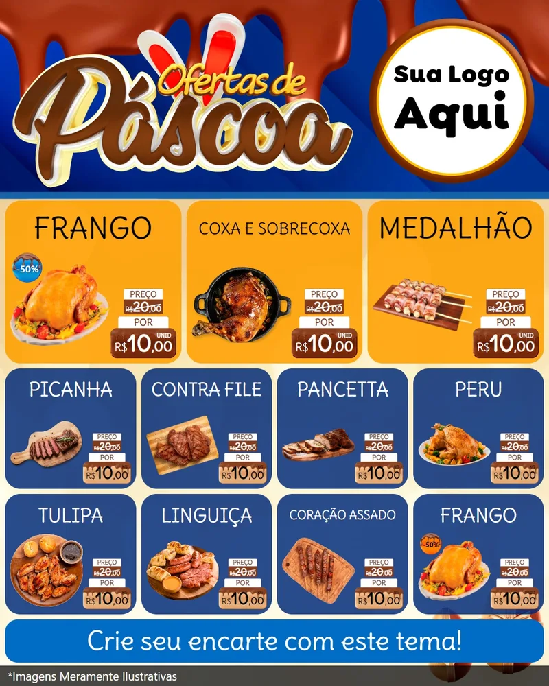 Modelo de Rede Social para Feed Instagram com o tema Ofertas de Páscoa para Assados
