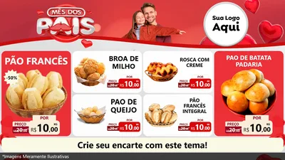 Modelo de TV para TV Horizontal com o tema Mês dos Pais para Padaria