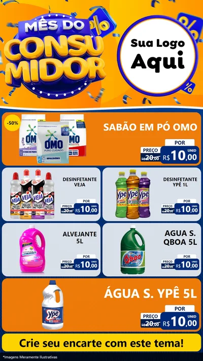 Modelo de TV para TV Vertical com o tema Mês do Consumidor para Produtos de Limpeza