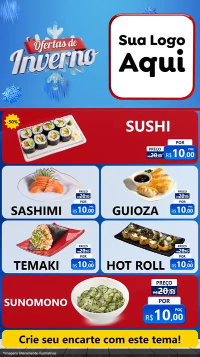 Modelo de TV para TV Vertical com o tema Ofertas de Inverno para Comida japonesa