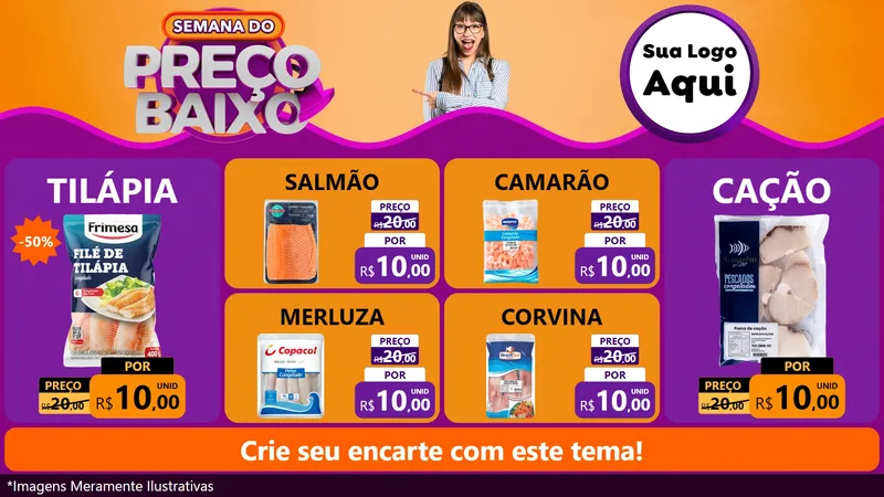 Modelo de TV para TV Horizontal com o tema Semana do Preço Baixo para Peixaria