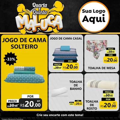 Modelo de Rede Social para Feed Facebook com o tema Quarta e Quinta Maluca para Cama, Mesa e Banho
