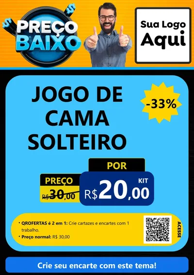 Modelo de Cartaz para Cartaz A4 Vertical com o tema Preço Baixo para Cama, Mesa e Banho