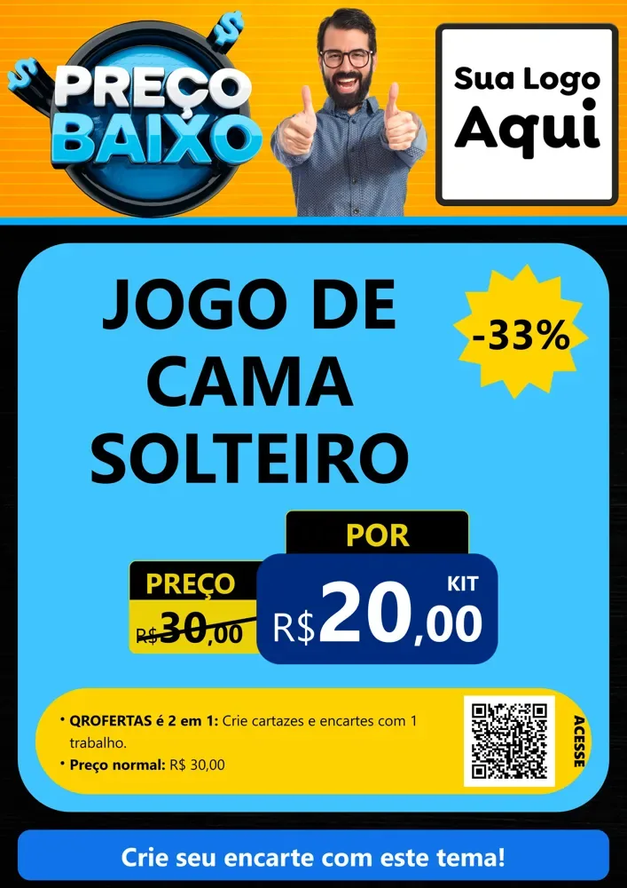 Modelo de Cartaz para Cartaz A4 Vertical com o tema Preço Baixo para Cama, Mesa e Banho