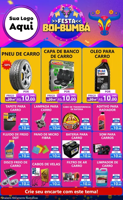 Modelo de Encarte para Encarte Grande com o tema Festa Boi-Bumbá para Auto peças
