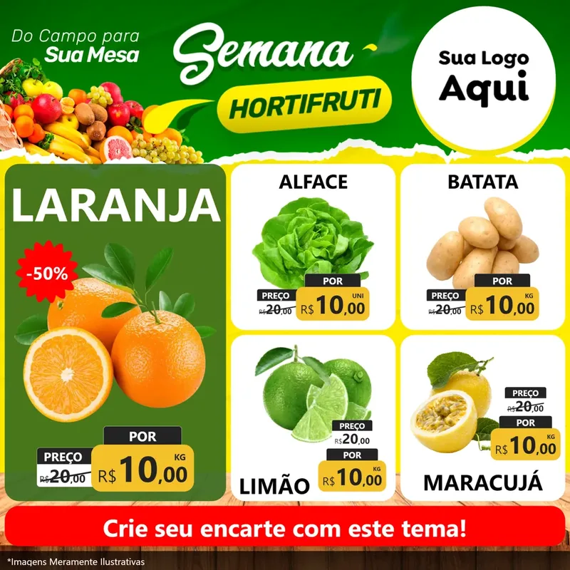 Modelo de Rede Social para Feed Facebook com o tema Semana hortifruti para Hortifrúti