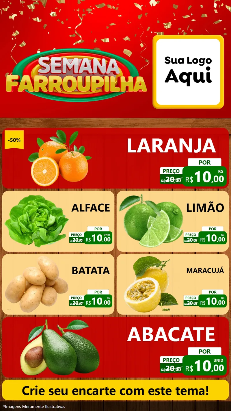 Modelo de TV para TV Vertical com o tema Semana Farroupilha para Hortifrúti