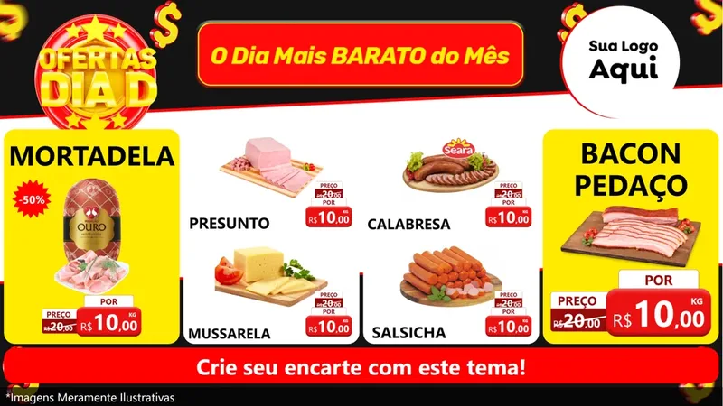 Modelo de TV para TV Horizontal com o tema Dia D para Frios e Laticínios