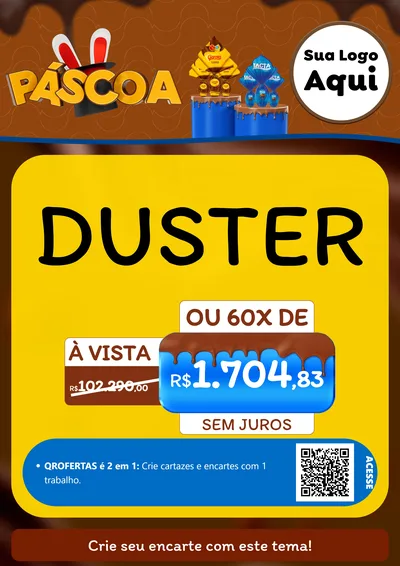 Modelo de Cartaz para Cartaz A4 Vertical com o tema Páscoa para Concessionaria de Carros