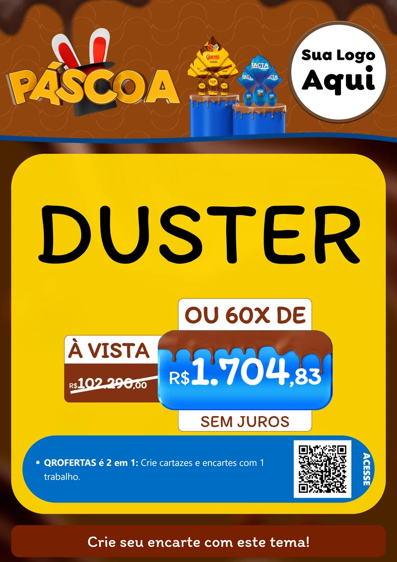 Modelo de Cartaz para Cartaz A4 Vertical com o tema Páscoa para Concessionaria de Carros