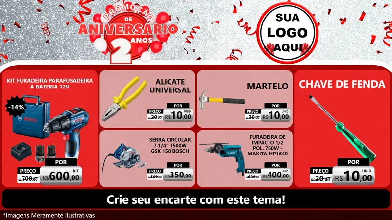 Modelo de TV para TV Horizontal com o tema Promoção de Aniversário - 2 Anos para Maquinas e Ferramentas