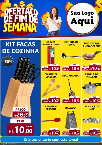 Modelo de Encarte para Encarte A4 Vertical com o tema Ofertaço de Fim de Semana para Utilidades Domésticas