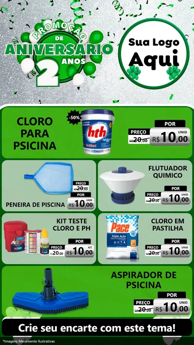 Modelo de TV para TV Vertical com o tema Promoção de Aniversário - 2 Anos para Produtos para Piscina