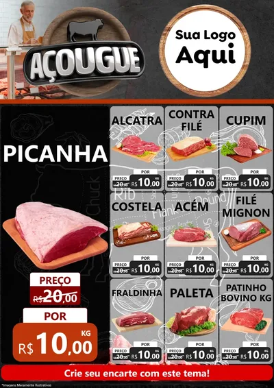 Modelo de Encarte para Encarte A4 Vertical com o tema Açougue para Açougue