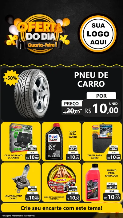 Modelo de Rede Social para Stories com o tema Oferta do Dia - Quarta Feira! para Auto peças