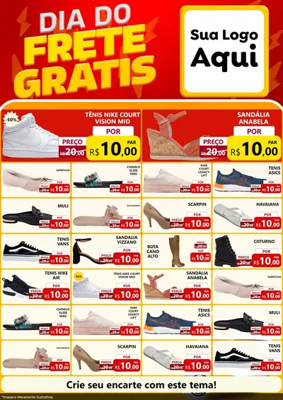 Modelo de Encarte para Encarte A4 Vertical com o tema Dia do Frete Grátis para Calçados