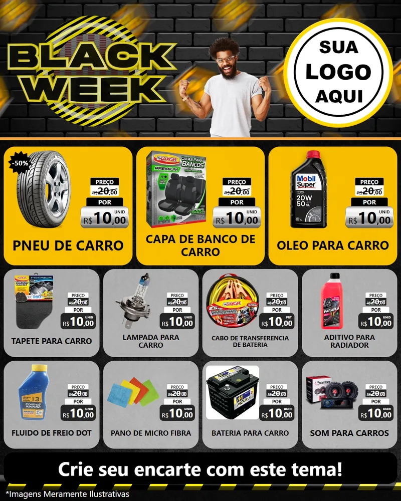 Modelo de Rede Social para Feed Instagram com o tema Black Week para Auto peças
