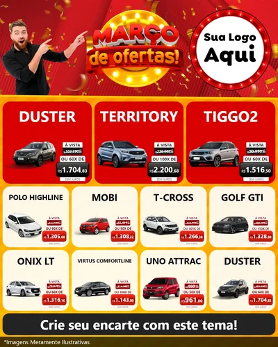 Modelo de Rede Social para Feed Instagram com o tema Março de Ofertas! para Concessionaria de Carros