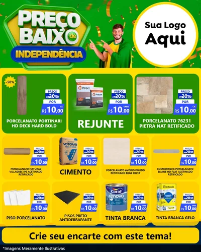 Modelo de Rede Social para Feed Instagram com o tema Preço Baixo de Independência para Pisos e revestimentos