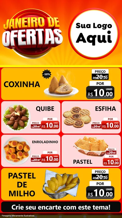Modelo de TV para TV Vertical com o tema Janeiro de Ofertas para Salgadaria