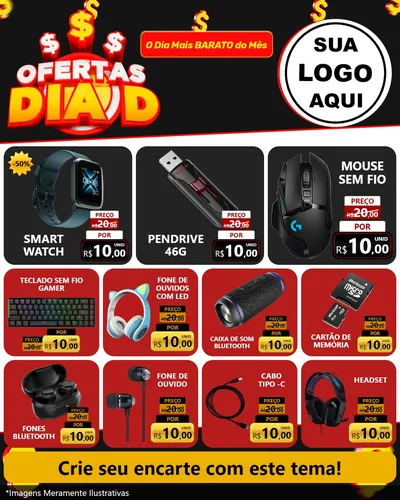 Modelo de Rede Social para Feed Instagram com o tema Ofertas Dia D para Informática