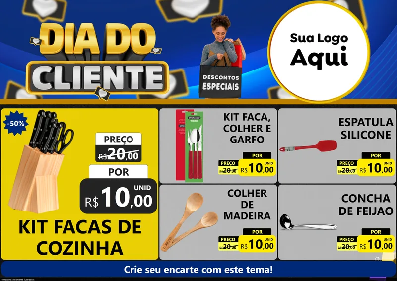 Modelo de Encarte para Encarte A4 Horizontal com o tema Dia Do Cliente para Utilidades Domésticas