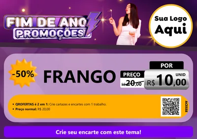 Modelo de Cartaz para Cartaz A4 Horizontal com o tema Fim de Ano Promoções para Assados