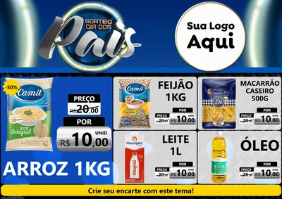 Modelo de Encarte para Encarte A4 Horizontal com o tema Sorteio Dia Dos Pais para Supermercado