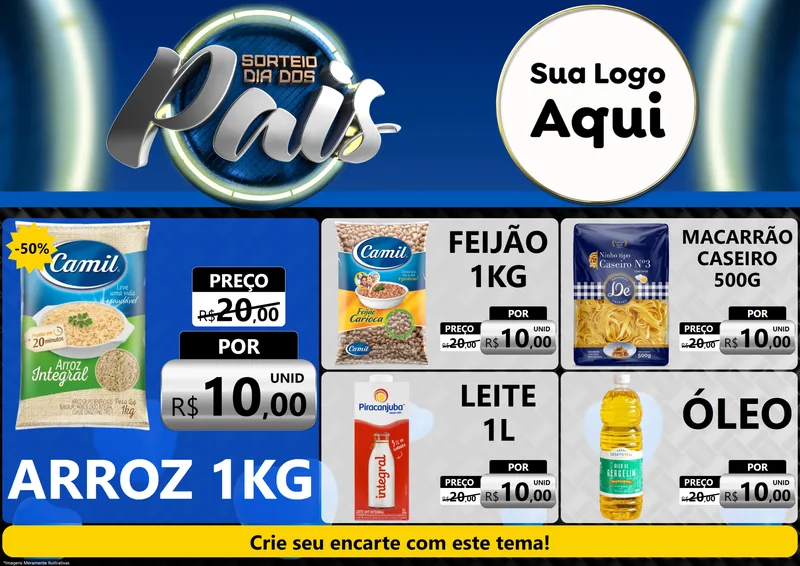 Modelo de Encarte para Encarte A4 Horizontal com o tema Sorteio Dia Dos Pais para Supermercado
