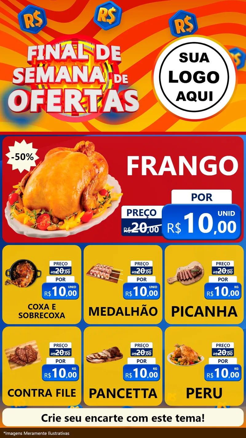 Modelo de Rede Social para Stories com o tema Final de Semana de Ofertas para Assados