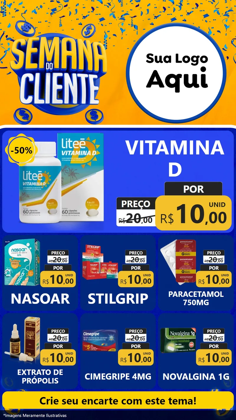 Modelo de Rede Social para Stories com o tema Semana do Cliente para Farmácia