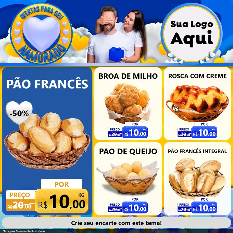Modelo de Rede Social para Feed Facebook com o tema Ofertas Para Seu Namorado para Padaria