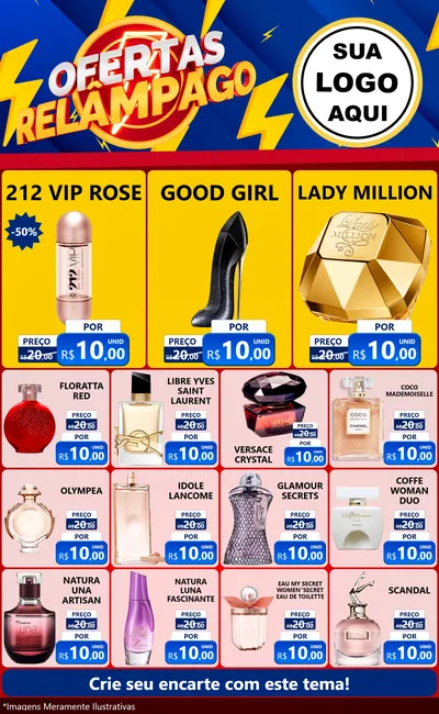Modelo de Encarte para Encarte Grande com o tema Ofertas Relâmpago para Perfumes