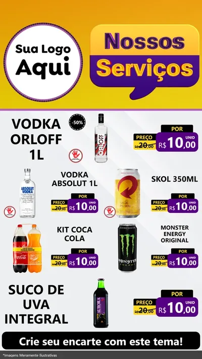 Modelo de TV para TV Vertical com o tema Nossos Serviços para Distribuidora de bebidas