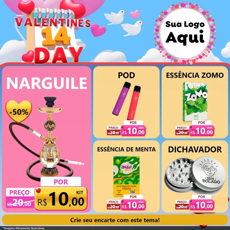 Modelo de Rede Social para Feed Facebook com o tema Valentine's Day para Tabacaria