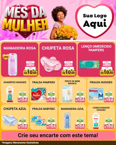 Modelo de Rede Social para Feed Instagram com o tema Mês da Mulher para Bebês
