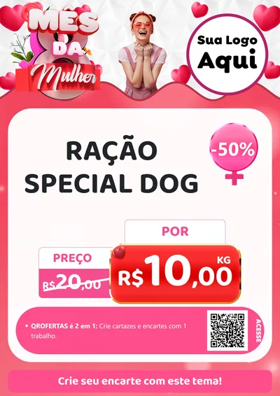Modelo de Cartaz para Cartaz A4 Vertical com o tema Mês da Mulher para Pet Shop