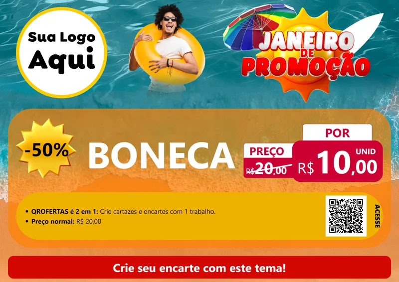 Modelo de Cartaz para Cartaz A4 Horizontal com o tema Janeiro de Promoção para Brinquedos