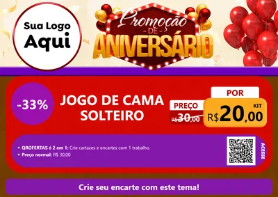 Modelo de Cartaz para Cartaz A4 Horizontal com o tema Promoção de Aniversário para Cama, Mesa e Banho