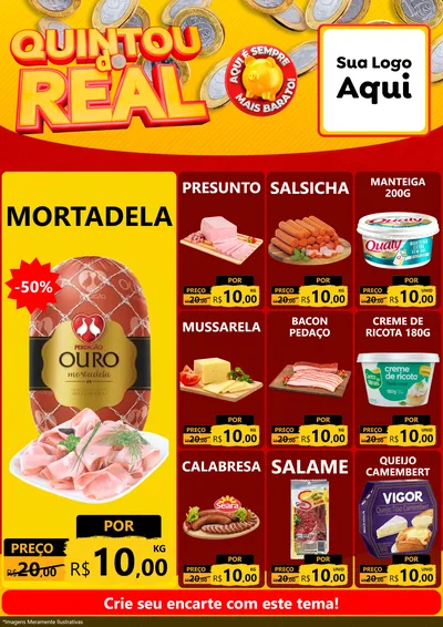 Modelo de Encarte para Encarte A4 Vertical com o tema Quintou do Real para Frios e Laticínios