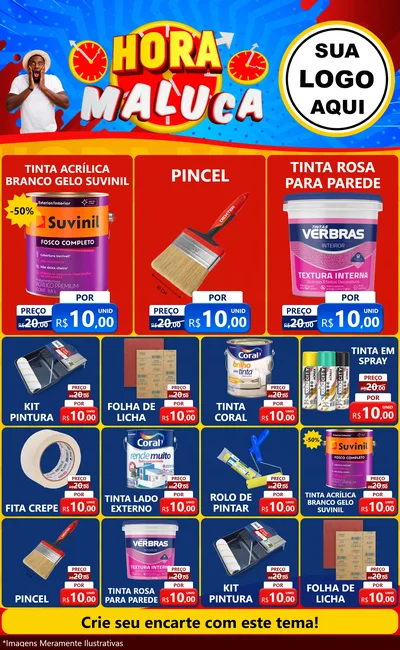 Modelo de Encarte para Encarte Grande com o tema Hora Maluca para Tintas e Ferramentas